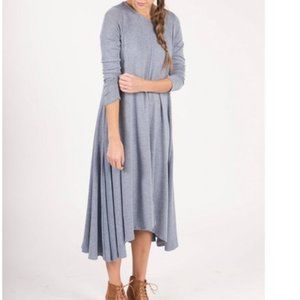 A&D EARHART-Blue Brushed Hacci Hi-Lo Gallery Dress